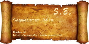 Sagmeister Béla névjegykártya